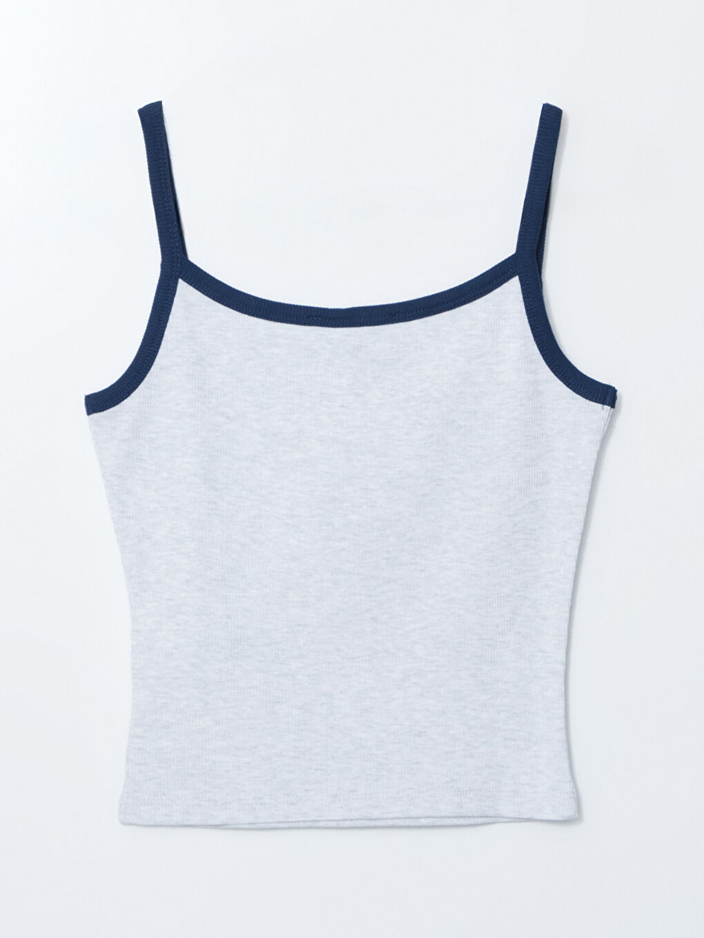 Gri U Yaka California Baskılı Kadın Crop-5