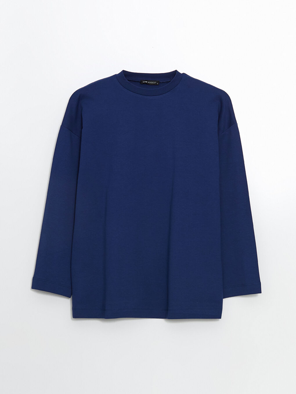 LCW Modest Lacivert Bisiklet Yaka Oversize Kadın Tunik - 4