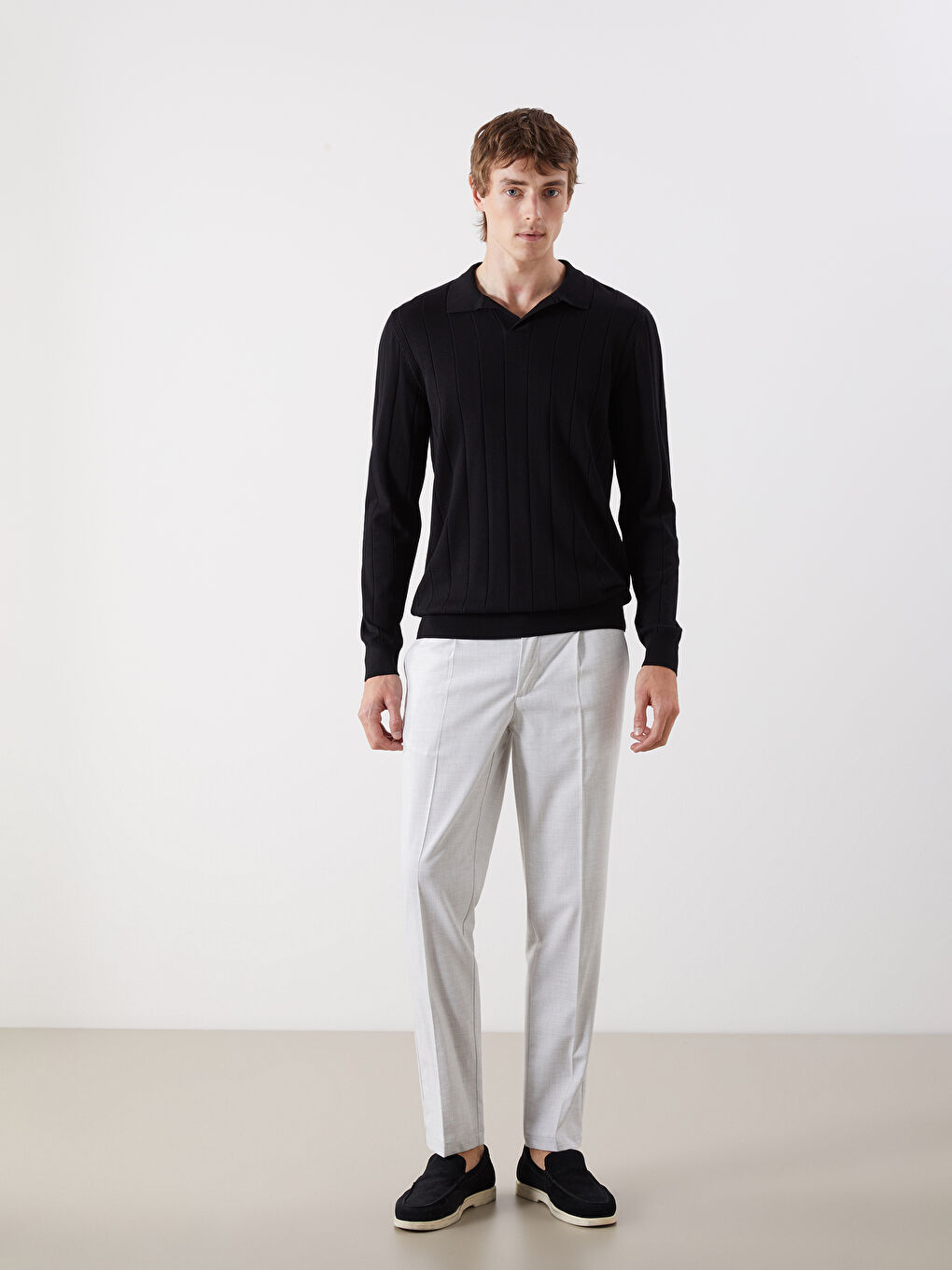 Polo Neck Men's Knitwear Sweater -S5LT97Z8-CVL