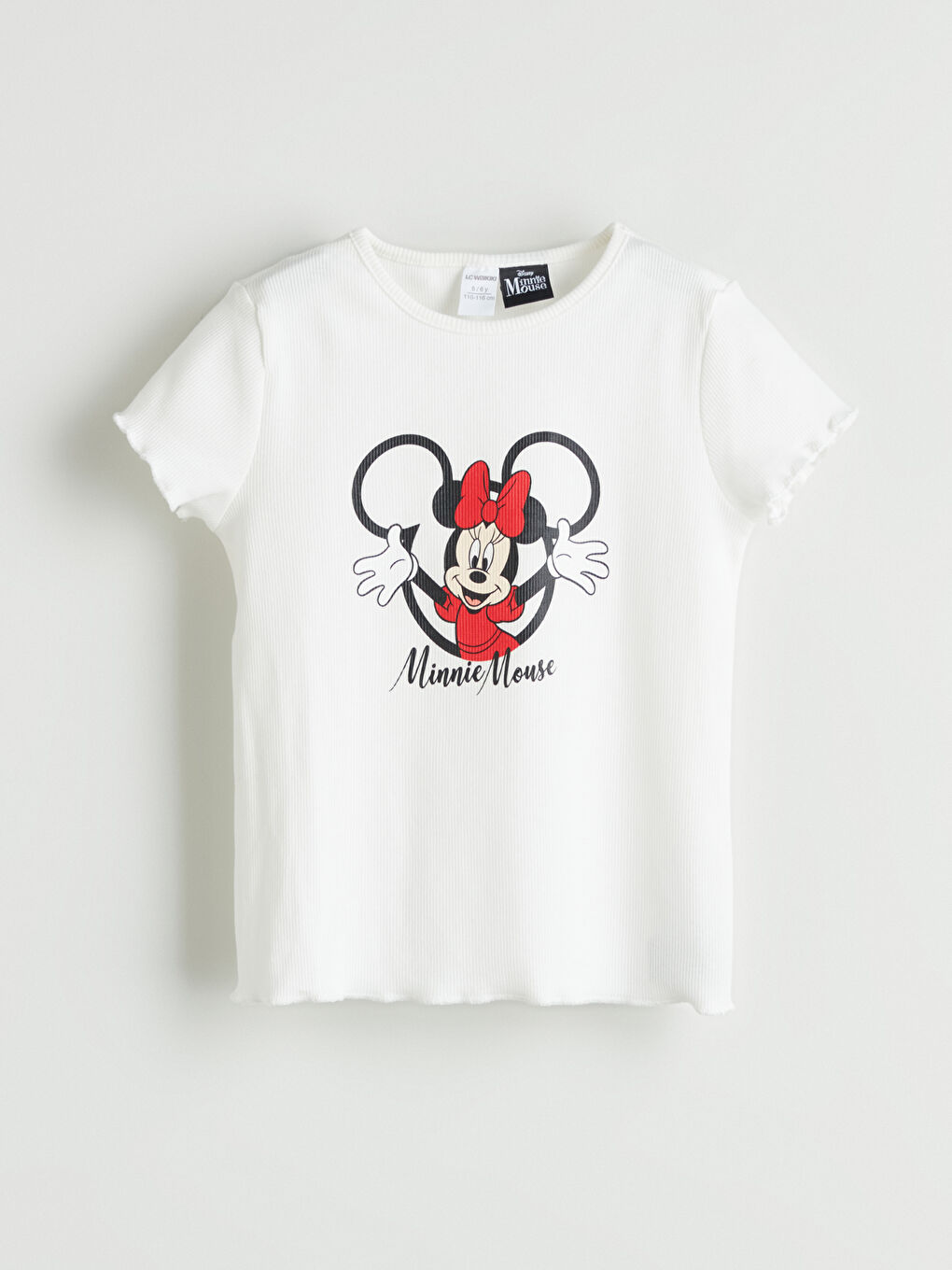 Ekru Minnie Mouse Baskılı Kız Çocuk Tişört