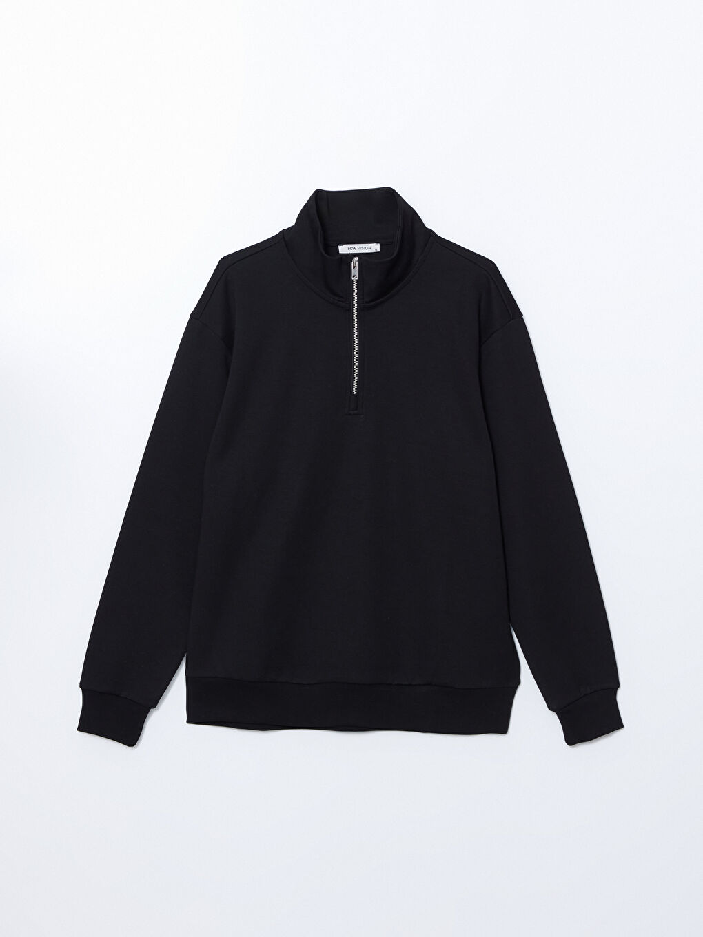 Siyah Dik Yaka Erkek Sweatshirt-4