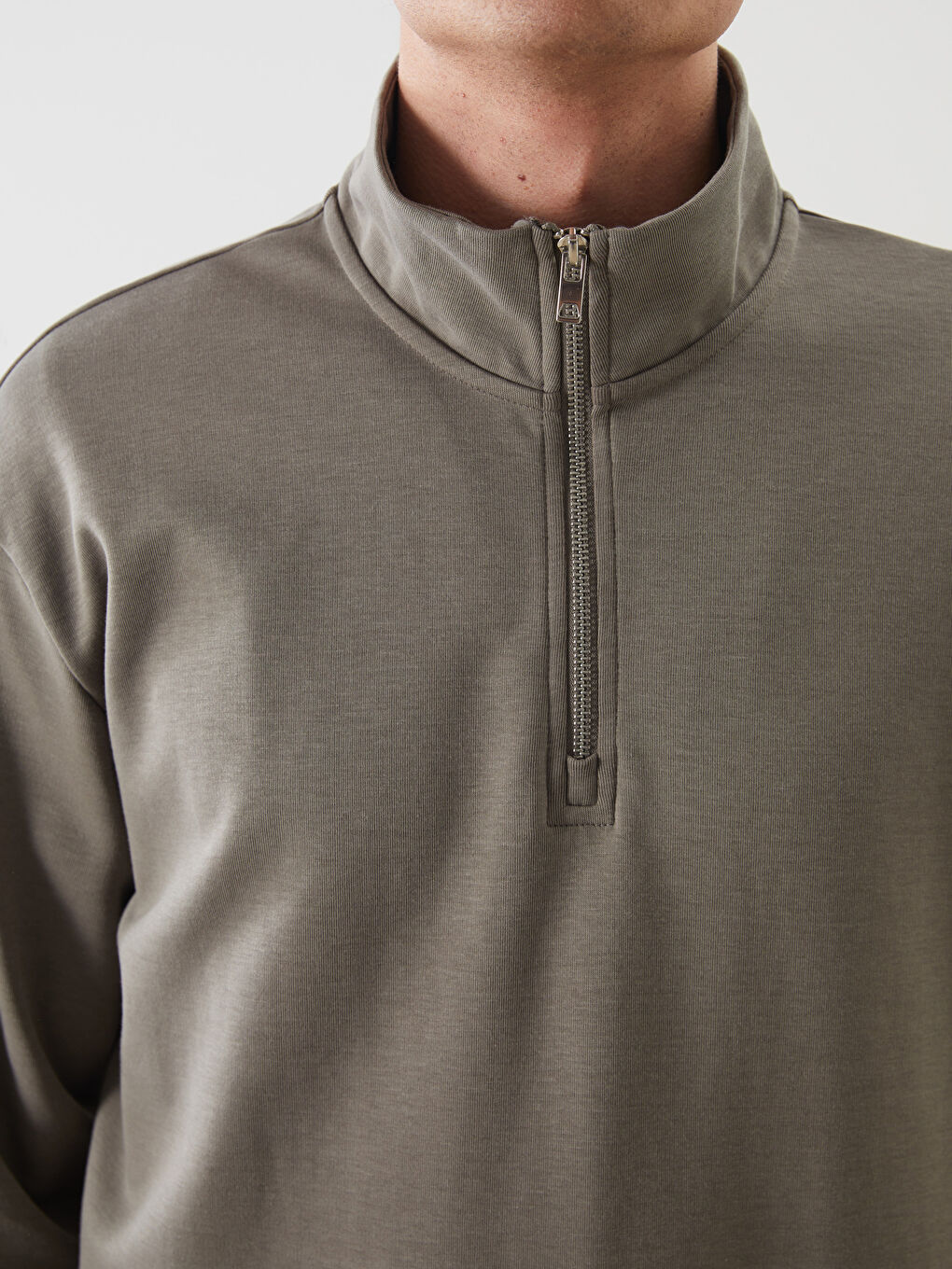 Yeşil Dik Yaka Erkek Sweatshirt-2