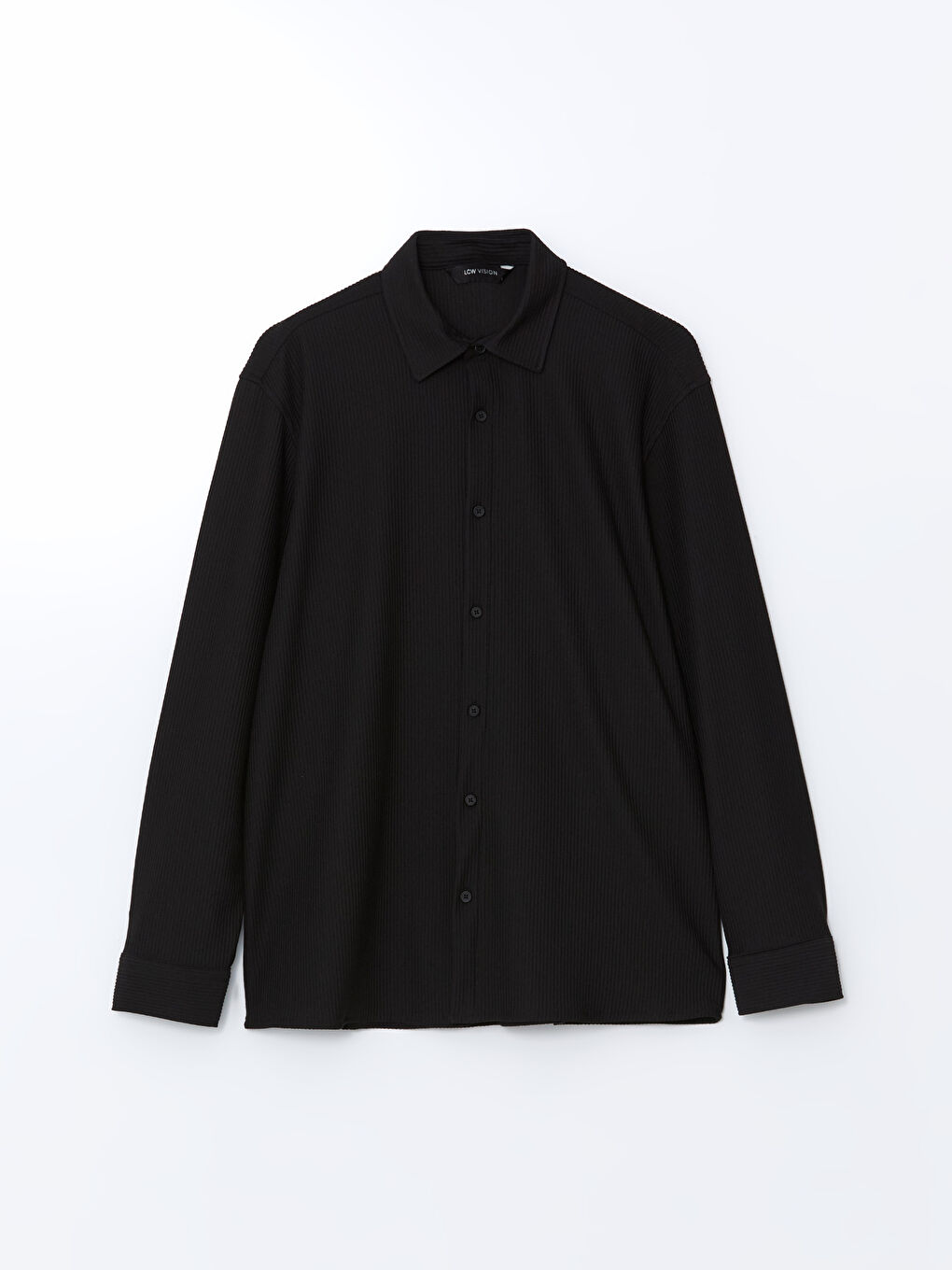 Siyah Rahat Kalıp Uzun Kollu Erkek Gömlek-4