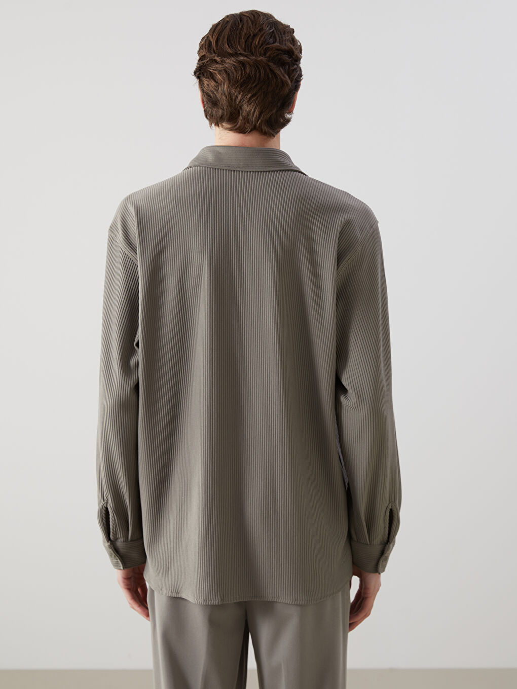 Yeşil Rahat Kalıp Uzun Kollu Erkek Gömlek-3