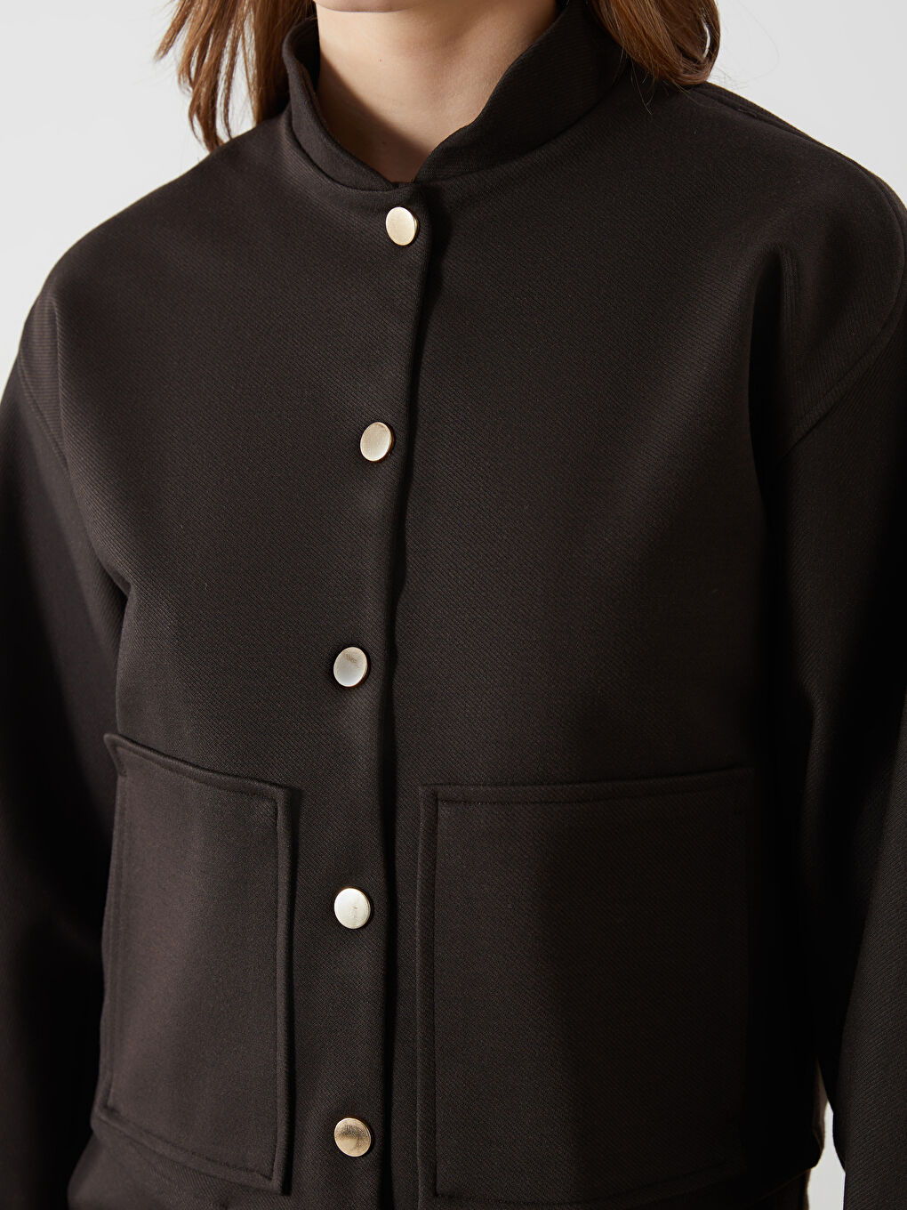 Kahverengi Dik Yaka Kadın Ceket-2