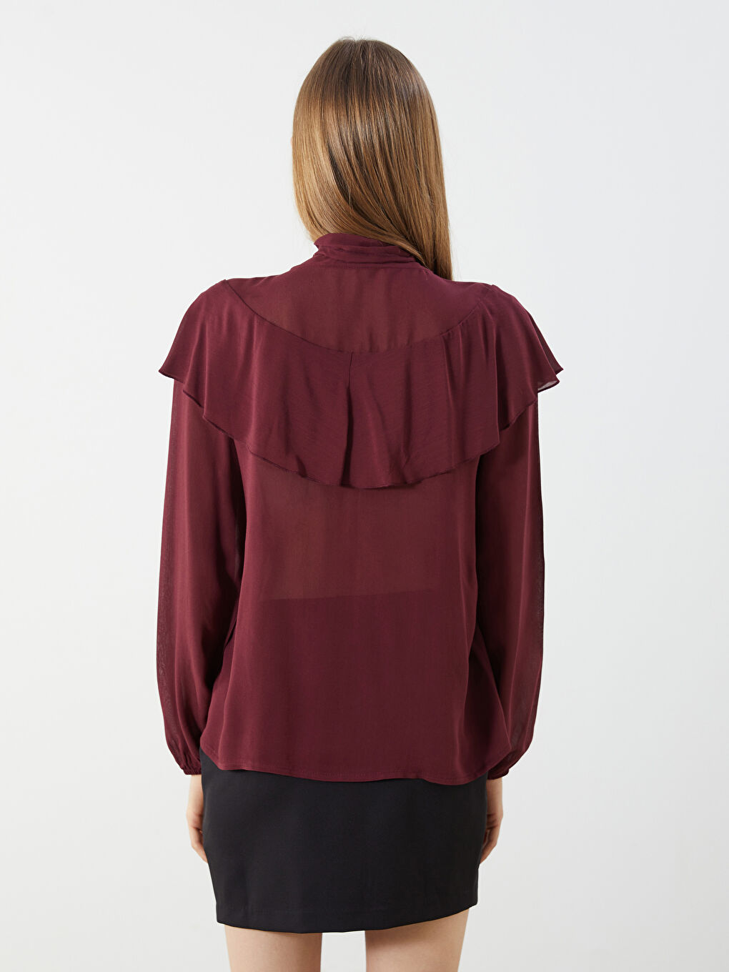Tie Neck Women's Blouse -S5LU50Z8-DNF