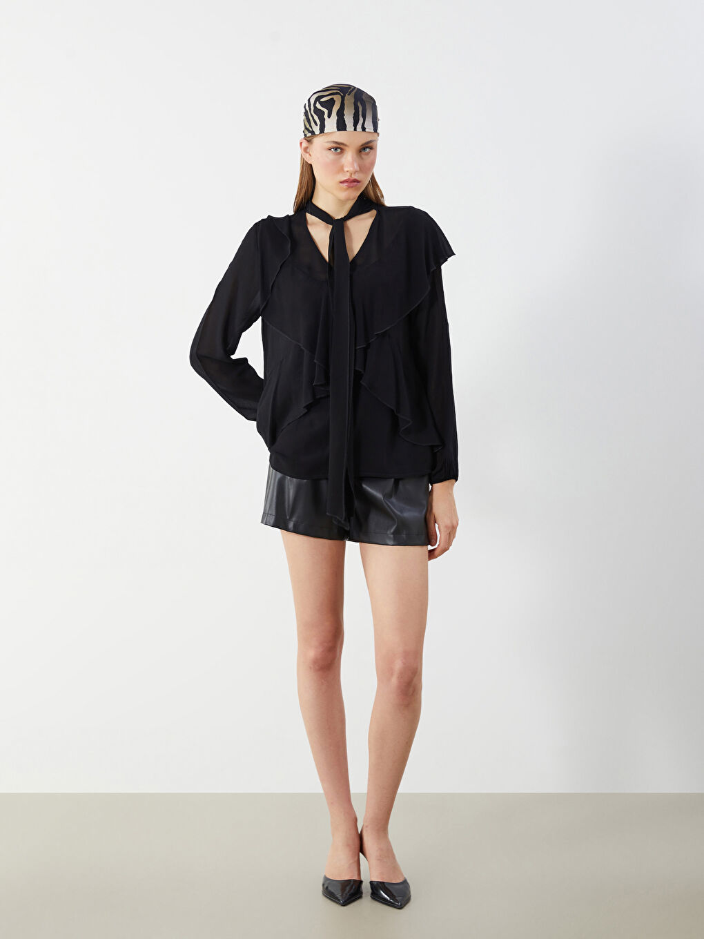 Tie Neck Women's Blouse -S5LU50Z8-CVL
