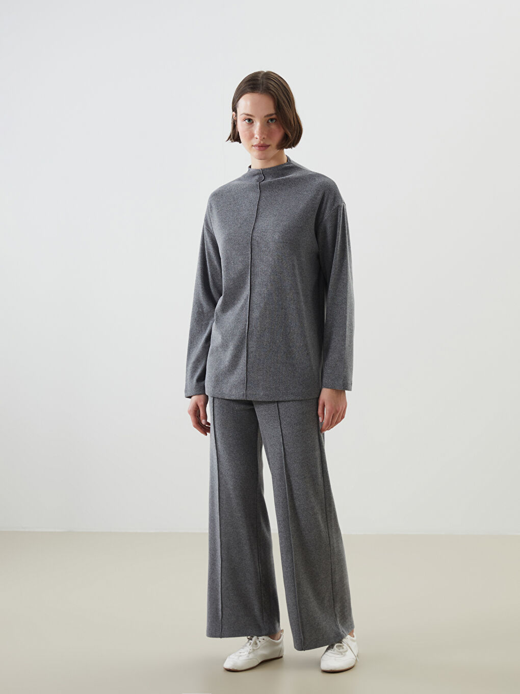 Antrasit Dik Yaka Kadın Tunik-1