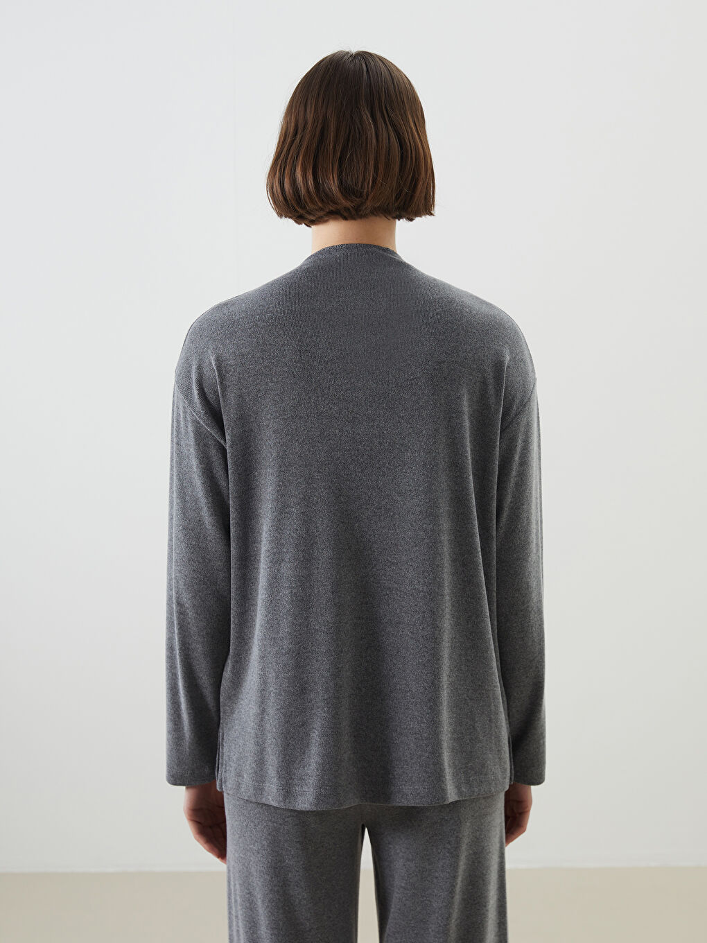 Antrasit Dik Yaka Kadın Tunik-3