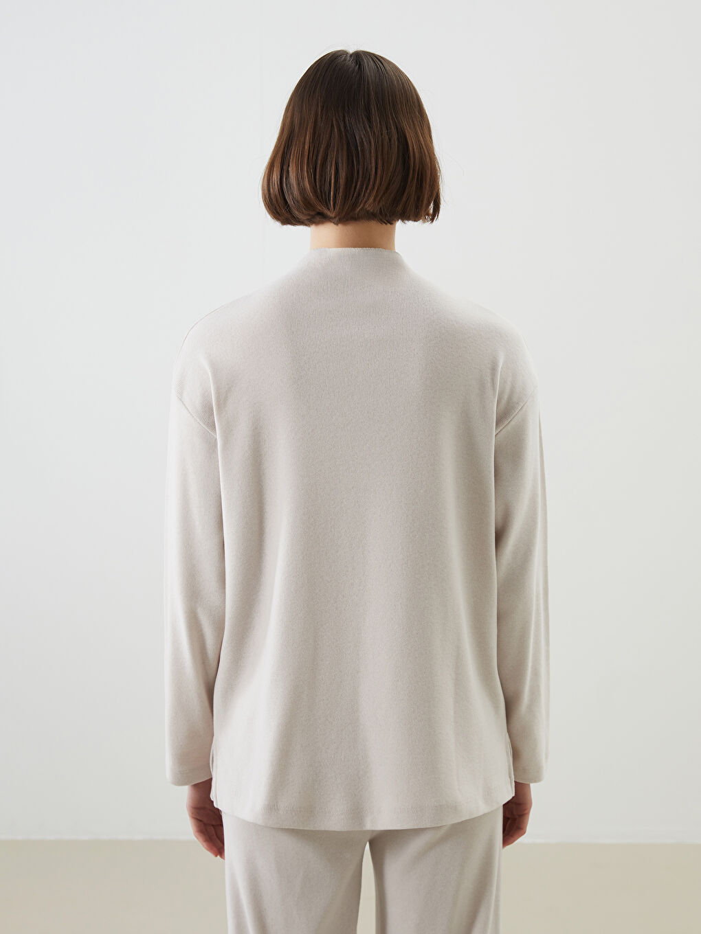 Kahverengi Dik Yaka Kadın Tunik-3