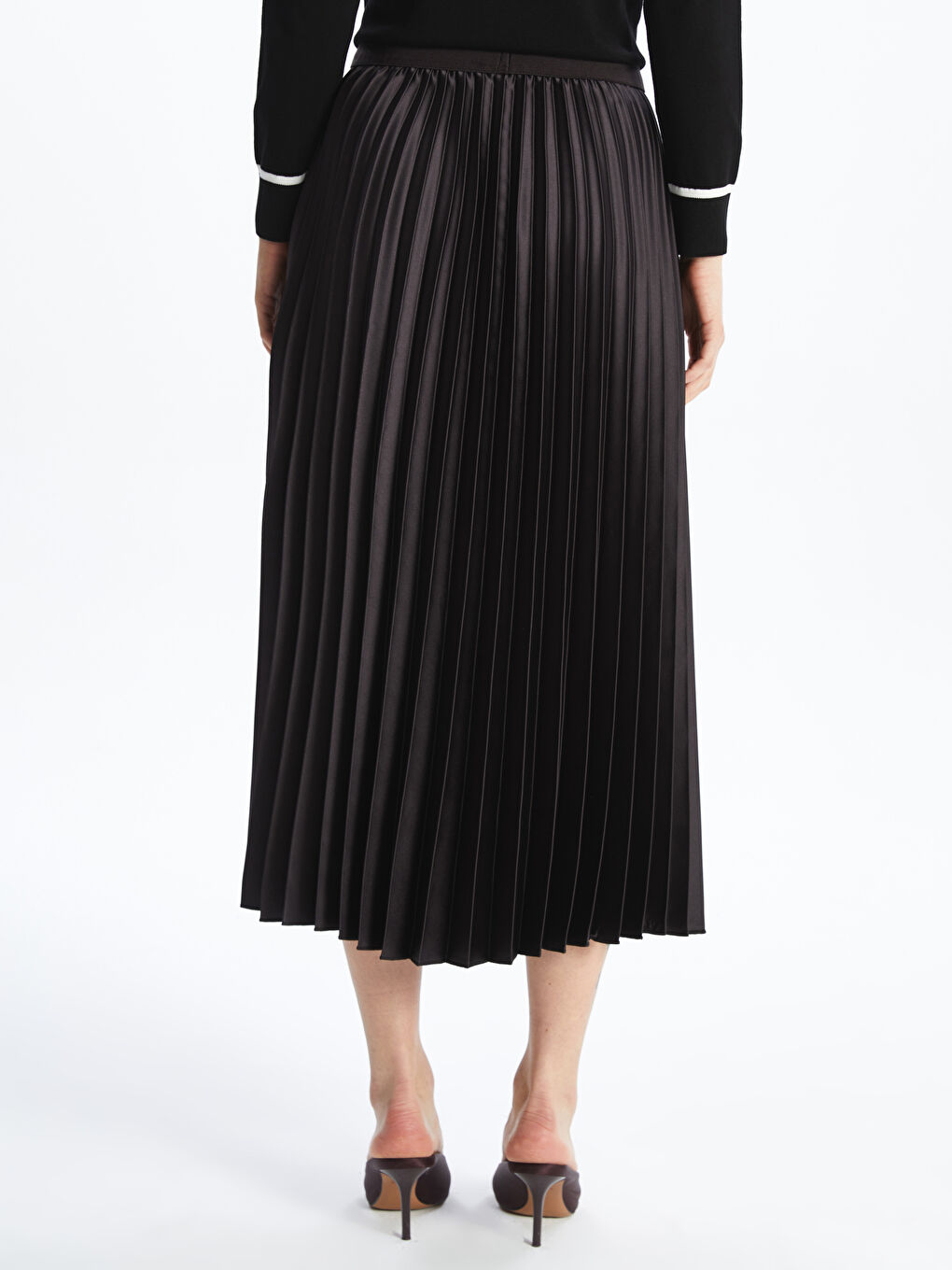Elastic Waist Satin Women's Pleated Skirt -S5LU60Z8-HCJ
