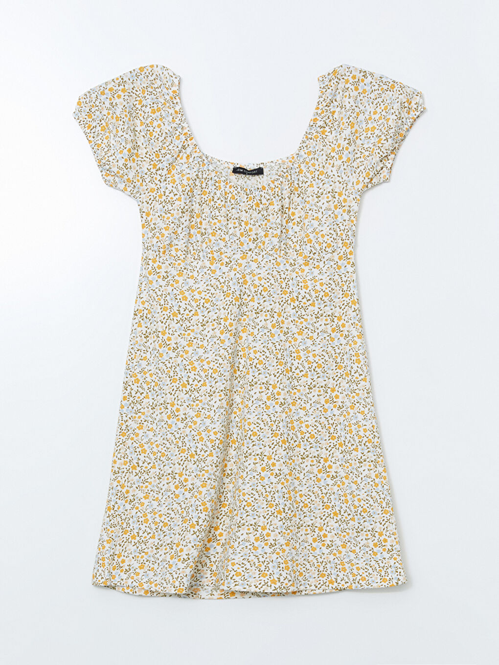 Karışık U Yaka Çiçekli Mini Elbise-8