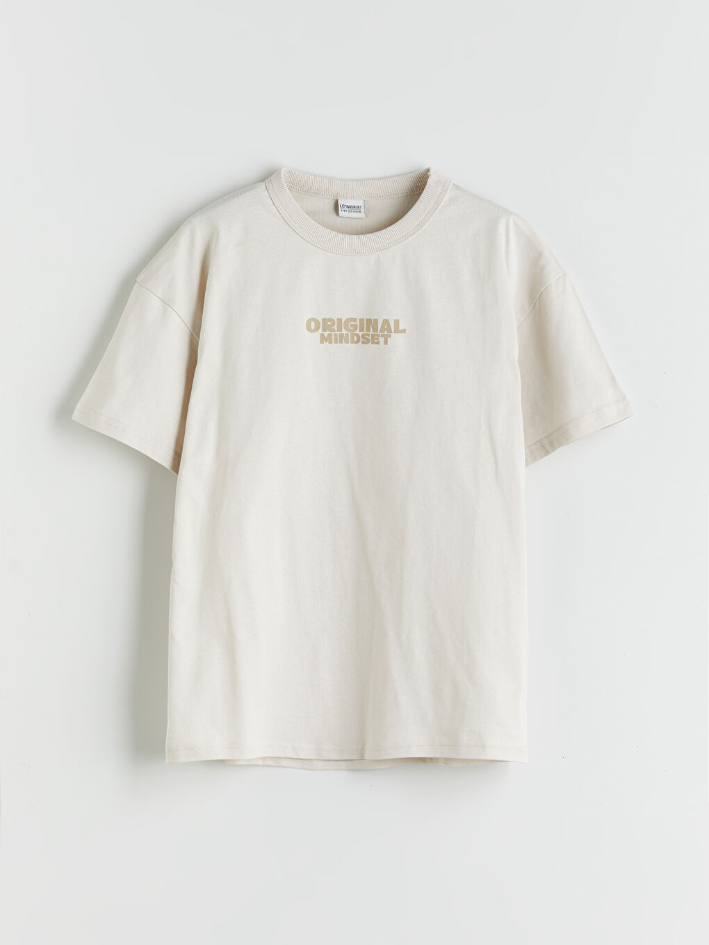 Bej Bisiklet Yaka Erkek Çocuk Tişört-3