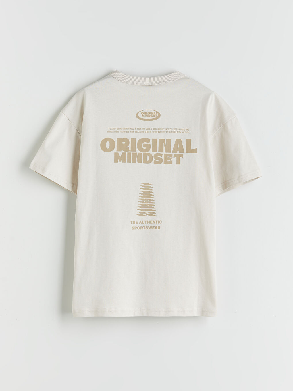 Bej Bisiklet Yaka Erkek Çocuk Tişört-4