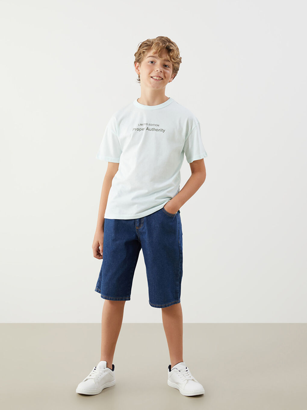 Yeşil Bisiklet Yaka Erkek Çocuk Tişört-1