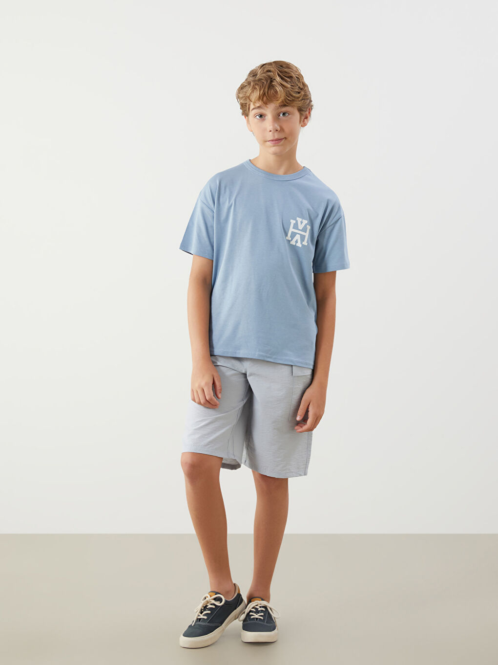 Mavi Bisiklet Yaka Erkek Çocuk Tişört-1