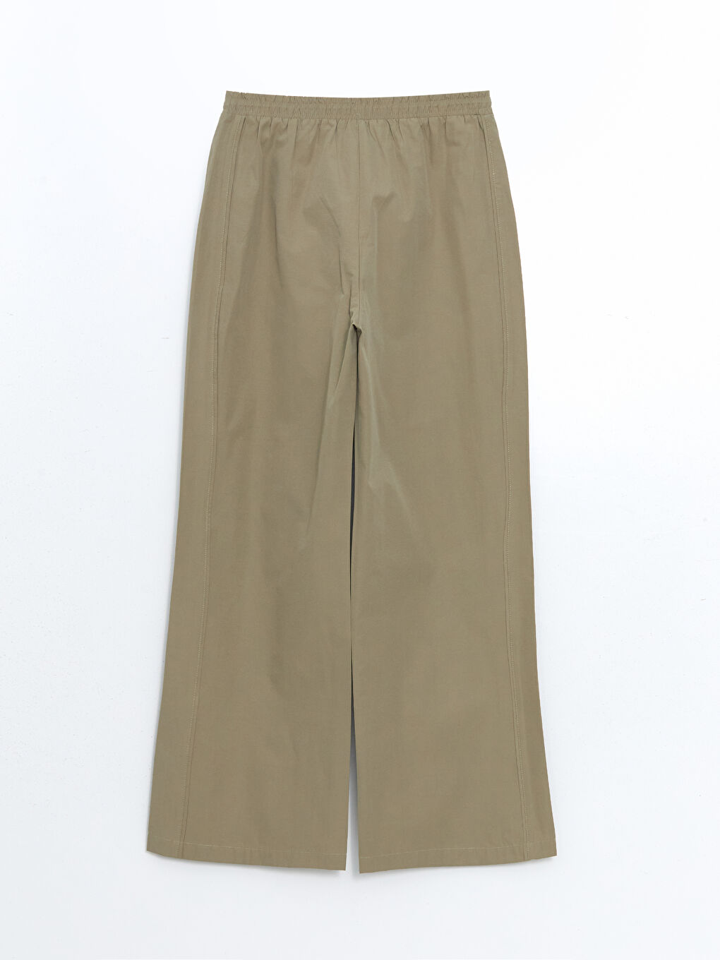 Haki Beli Lastikli Poplin Kadın Pantolon-5