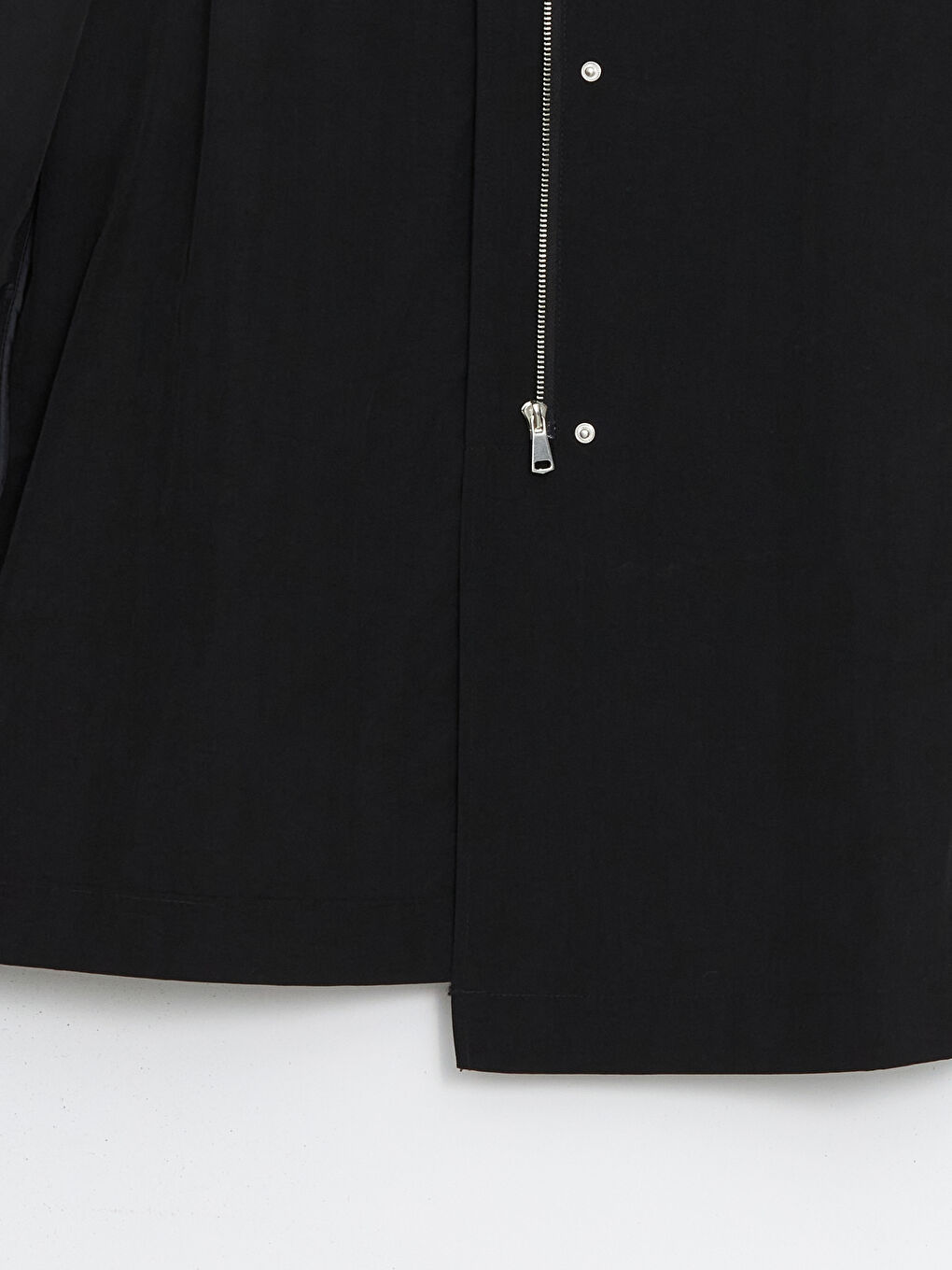 LCW Modest Siyah Gömlek Yaka Oversize Kadın Yağmurluk - 6