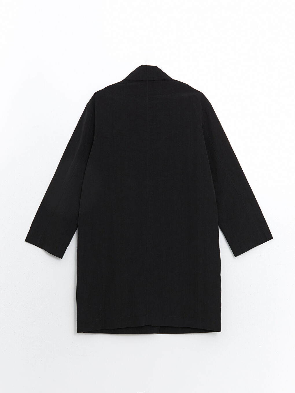 LCW Modest Siyah Gömlek Yaka Oversize Kadın Yağmurluk - 7