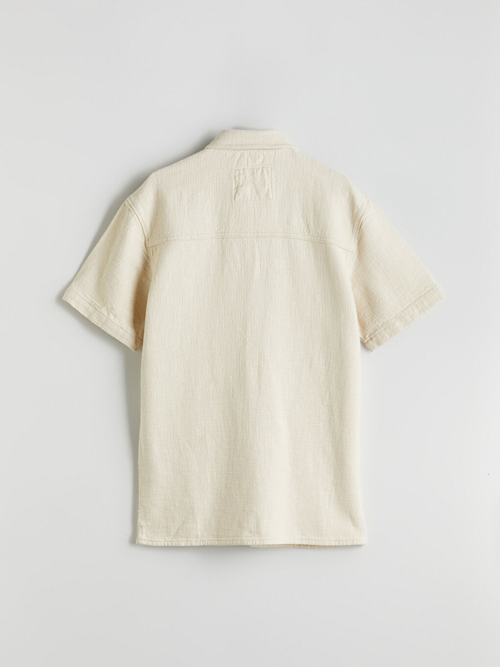 Bej Rahat Kalıp Kısa Kollu Erkek Jean Gömlek-5