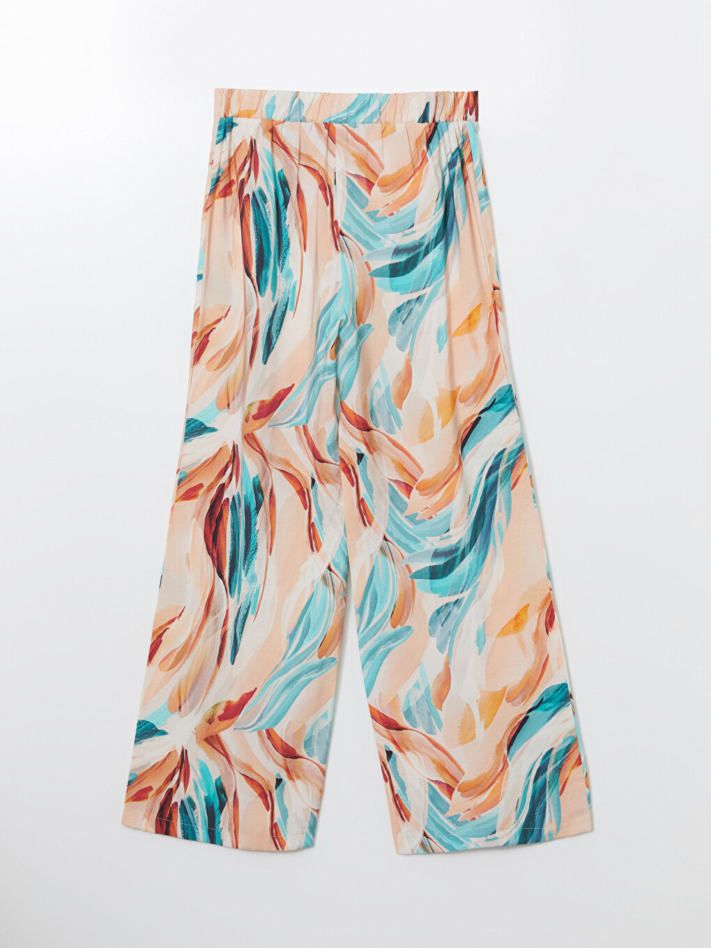 Karışık Beli Lastikli Desenli Kadın Pantolon-5