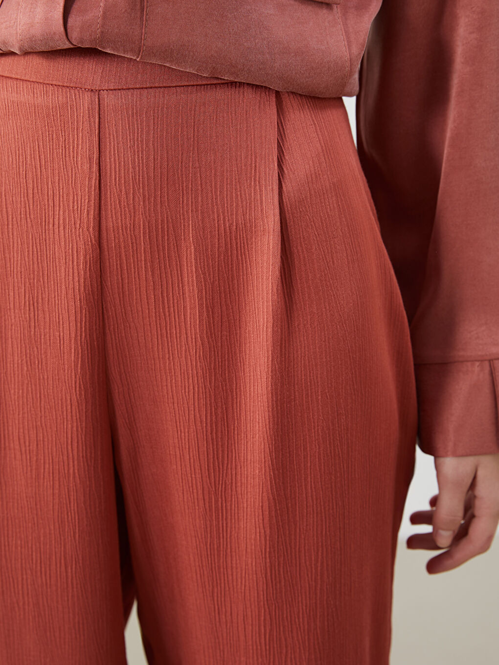 Elastic Waist Wide Leg Women's Trousers-3