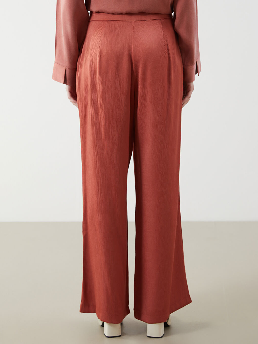 Elastic Waist Wide Leg Women's Trousers-4