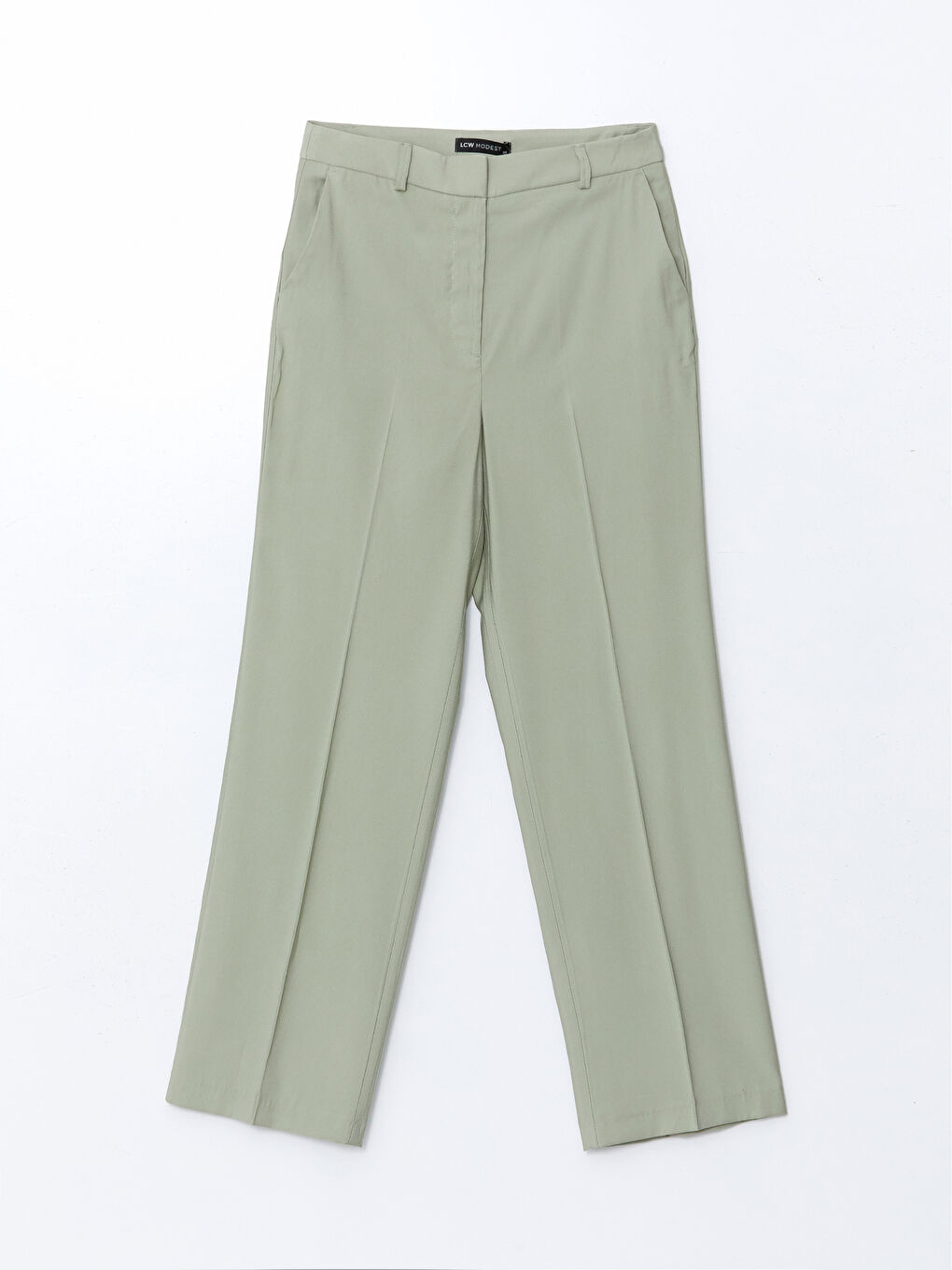 Yeşil Standart Fit Geniş Paça Kadın Pantolon-1