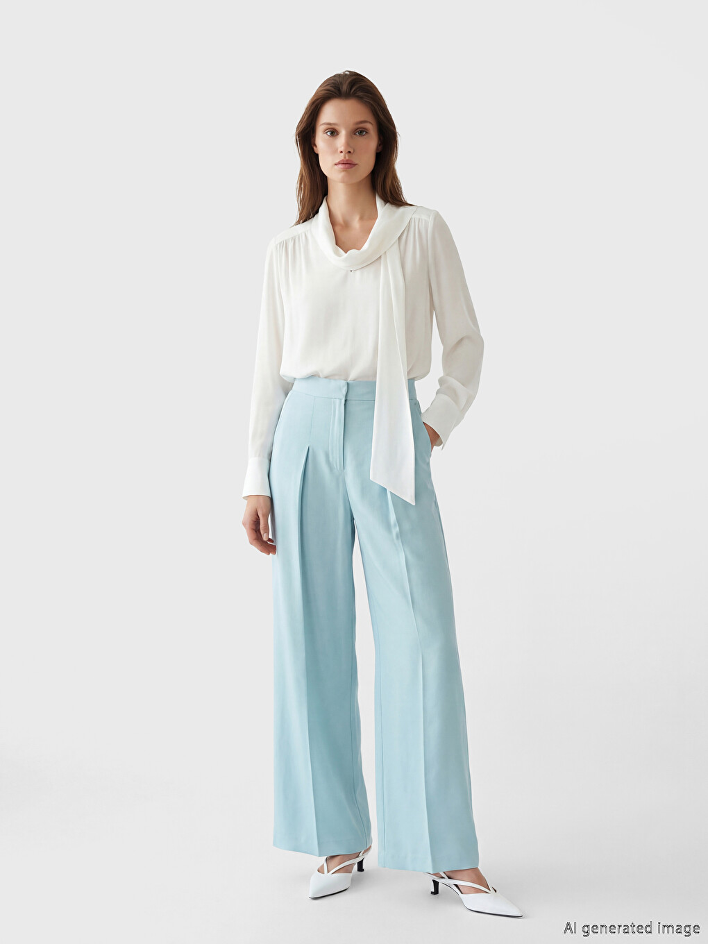 LCW Modest Loose Fit Women's Pleated Fabric Trousers - S5LV04Z8