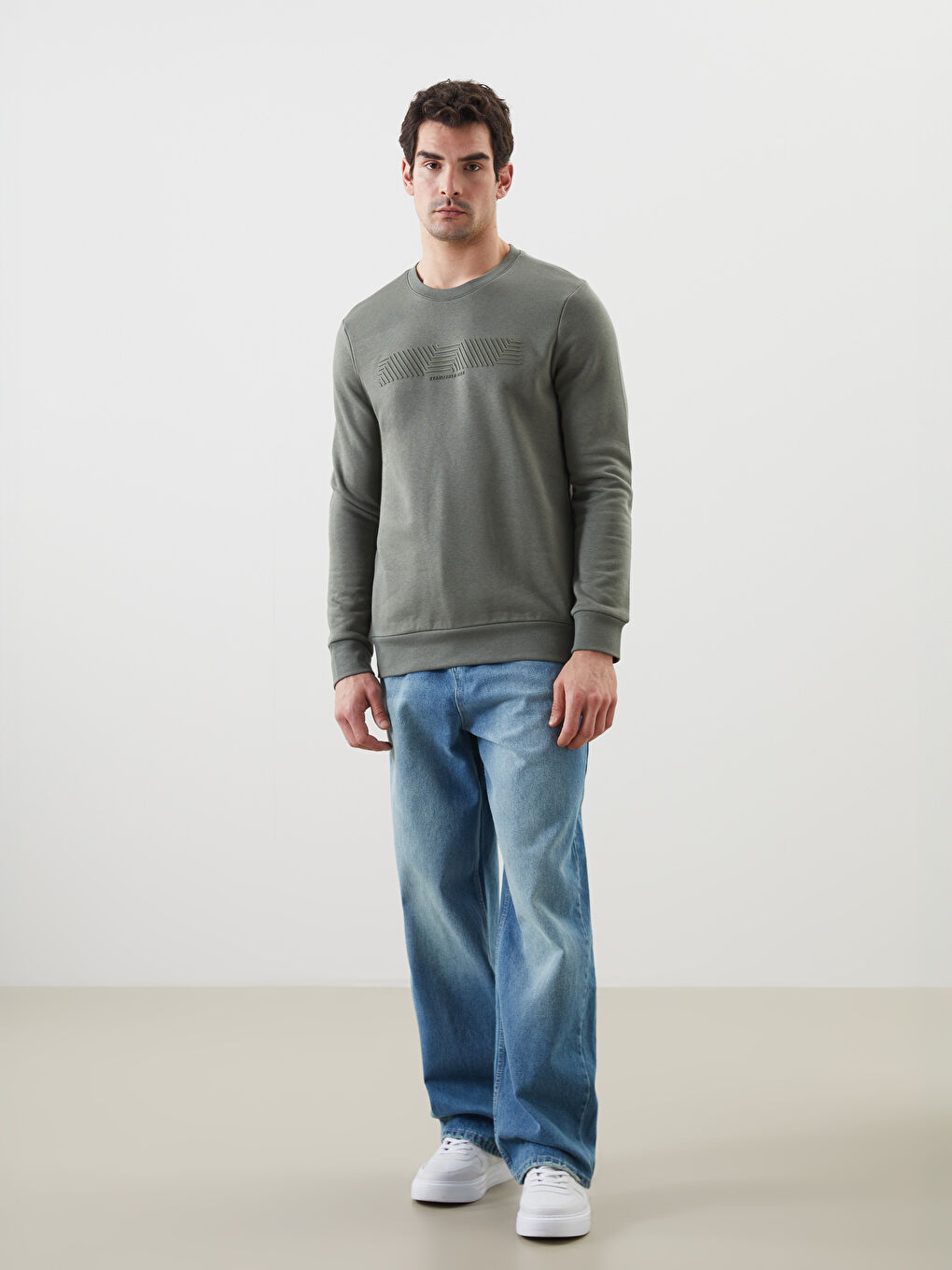 Crew Neck Printed Men's Thick Sweatshirt -S5LV18Z8-SQS