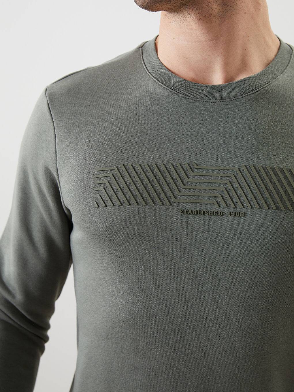 Crew Neck Printed Men's Thick Sweatshirt -S5LV18Z8-SQS