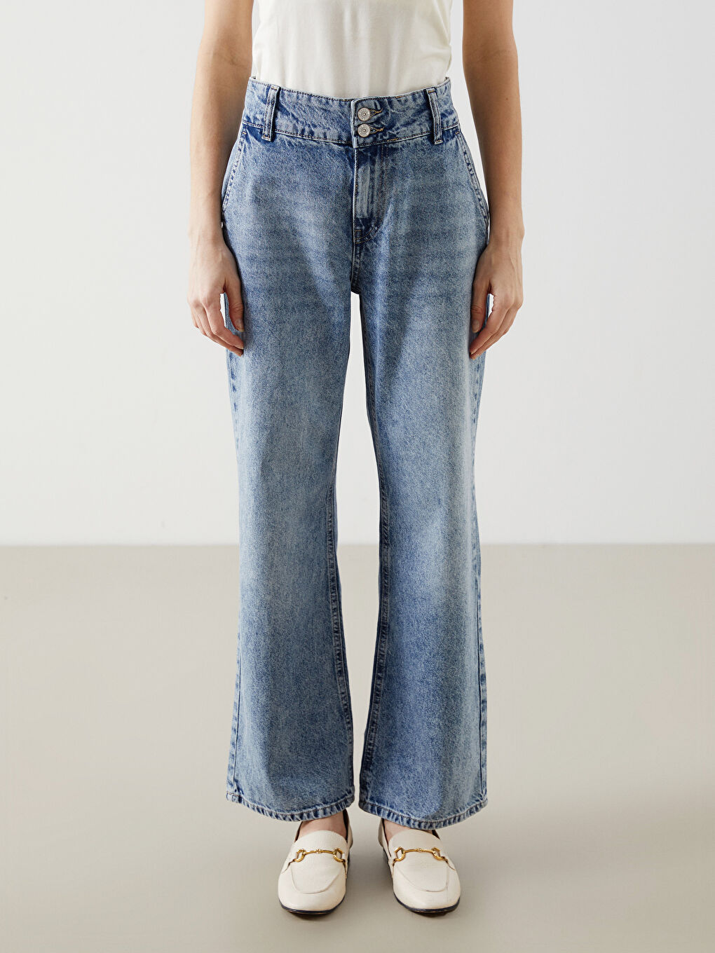 LCW Jeans Indigo Wideleg Kadın Jean Pantolon - 1