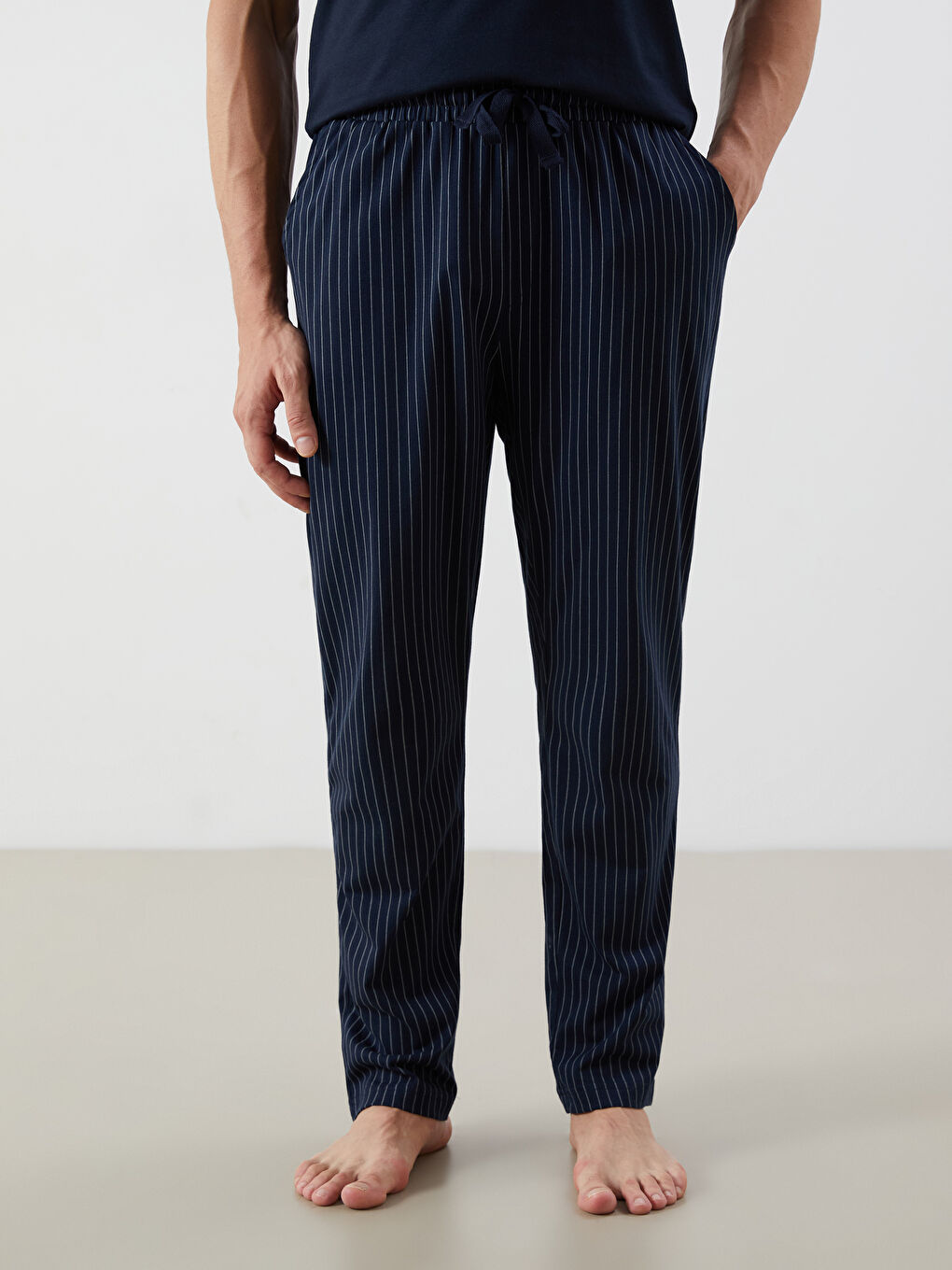 Lacivert Standart Kalıp Çizgili Erkek Pijama Altı-3