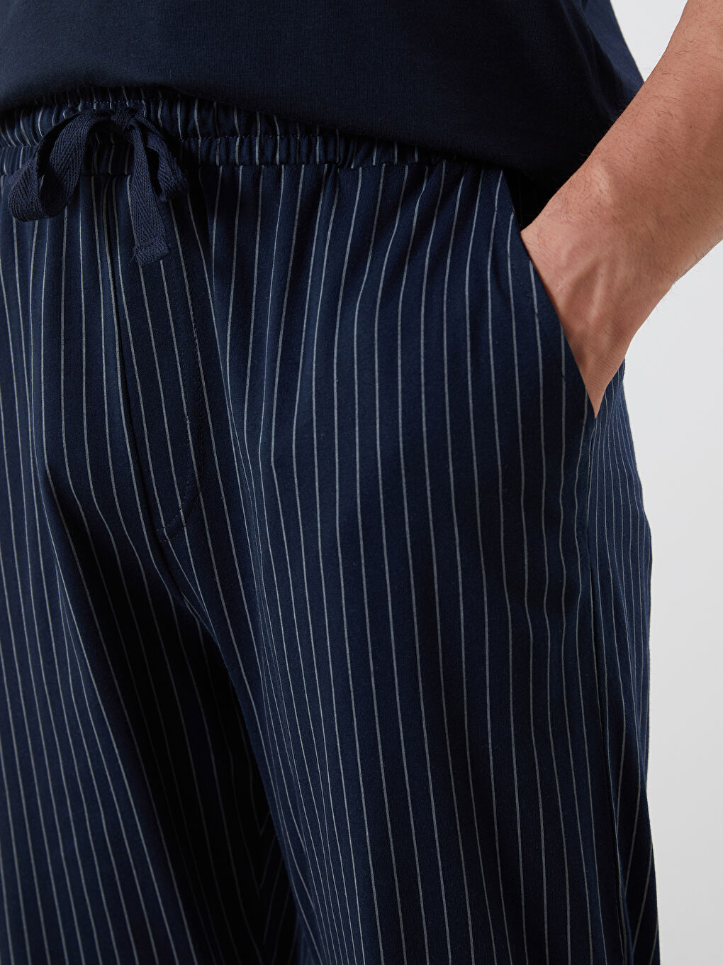 Lacivert Standart Kalıp Çizgili Erkek Pijama Altı-5