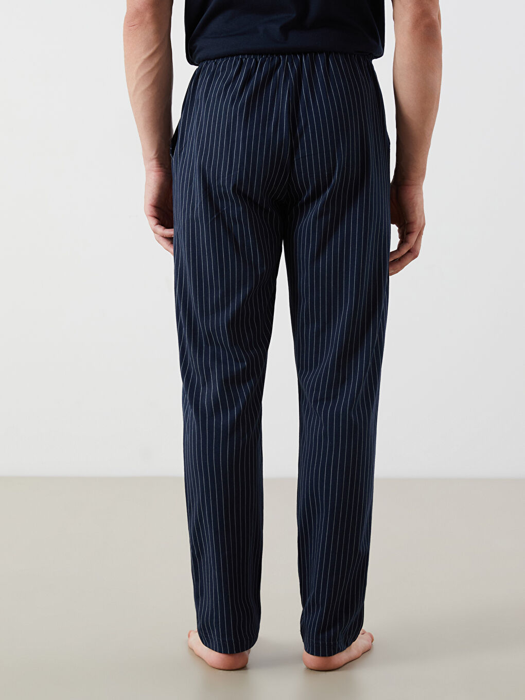 Lacivert Standart Kalıp Çizgili Erkek Pijama Altı-7