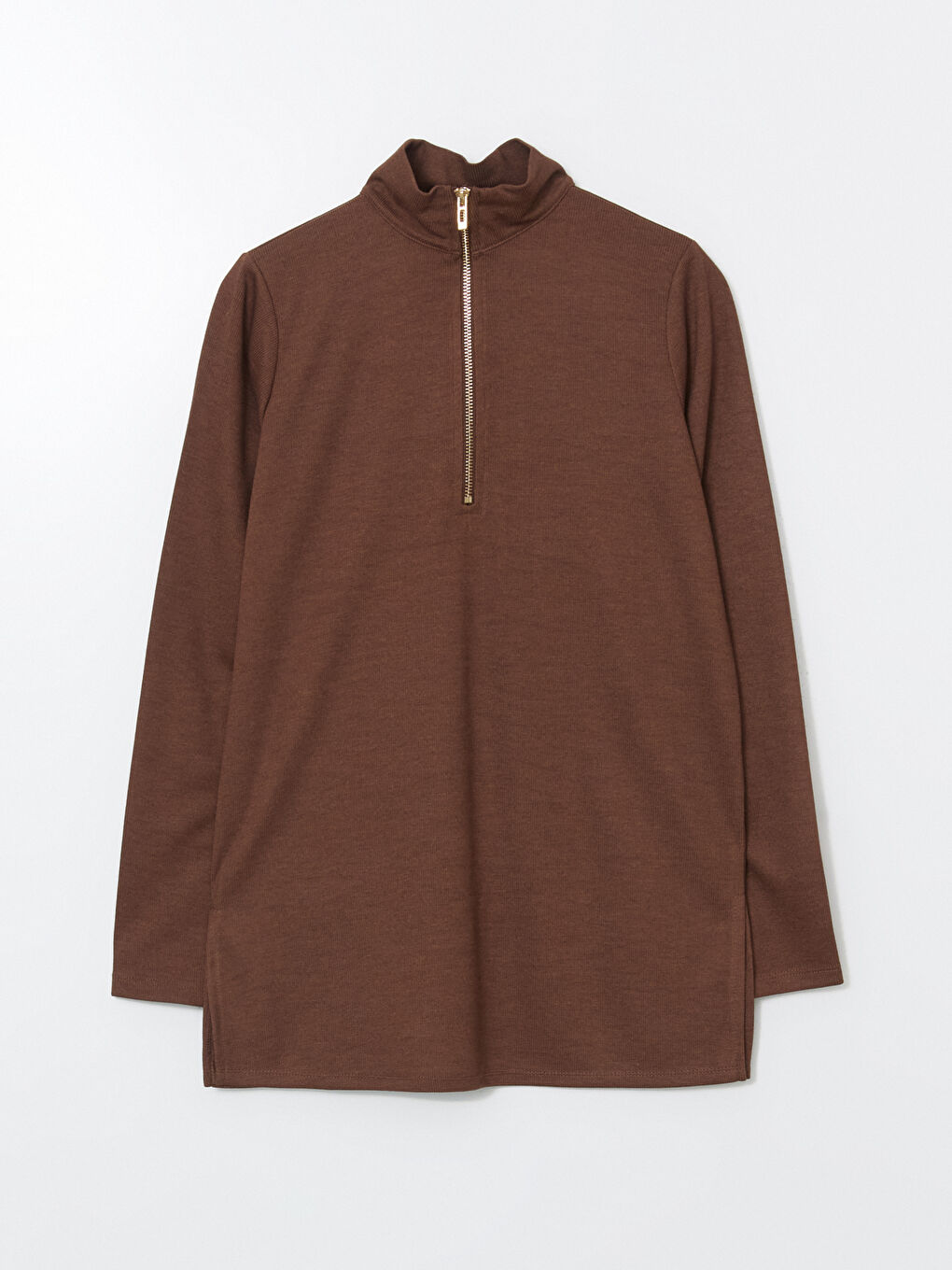 Kahverengi Dik Yaka Kadın Tunik-5