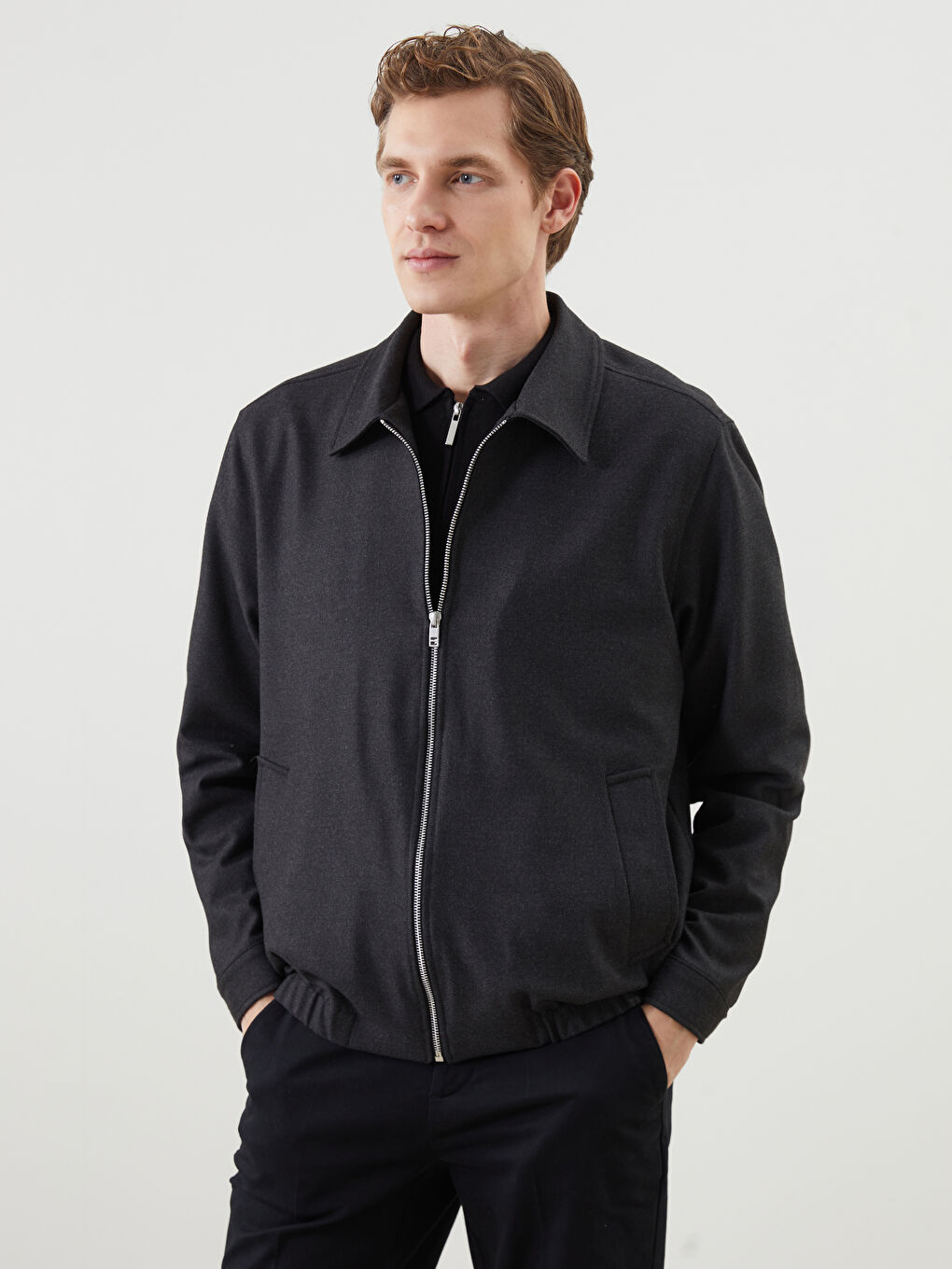 Antrasit Standart Kalıp Gömlek Yaka Erkek Mont