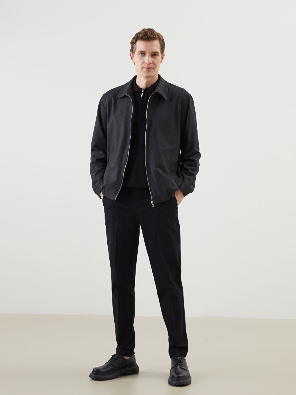 Antrasit Standart Kalıp Gömlek Yaka Erkek Mont-1