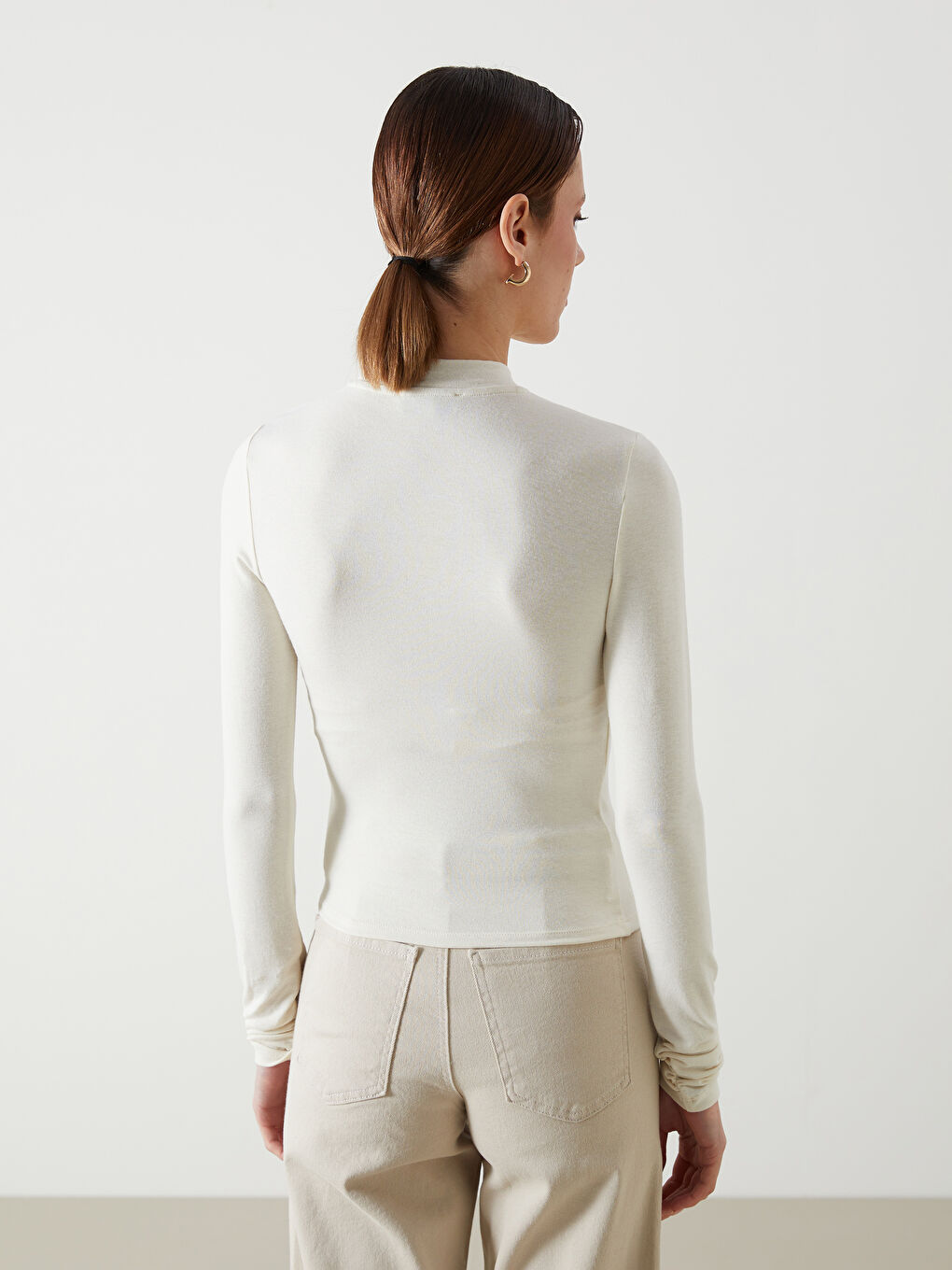 LCW Vision Ekru Dik Yaka Kadın Body - 3