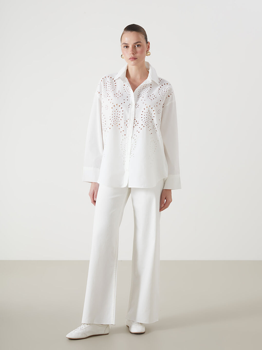 Openwork Oversize Women's Shirt-1