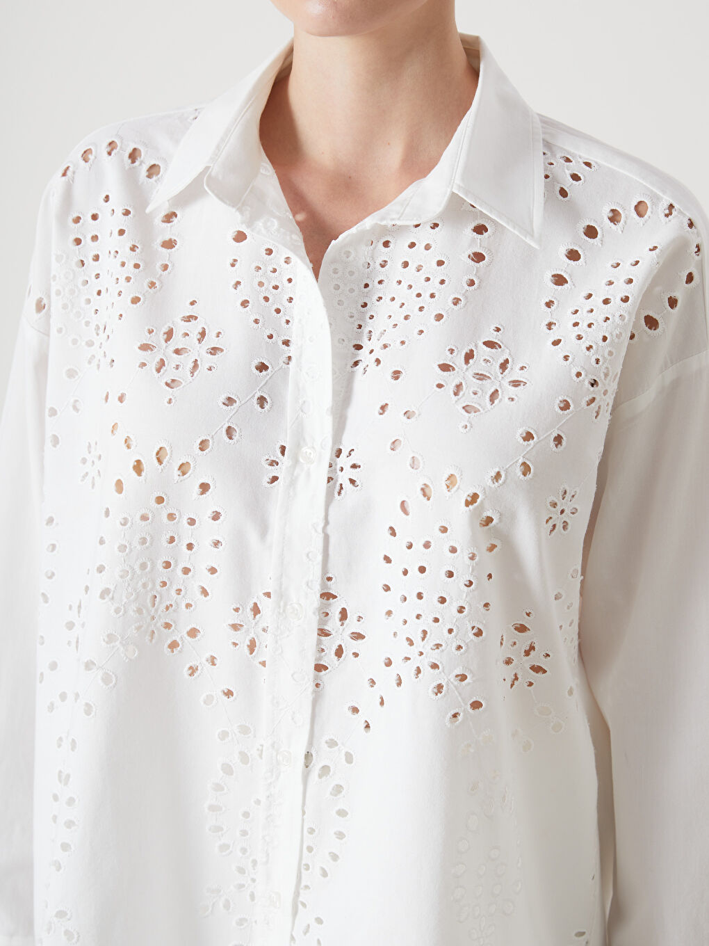 Openwork Oversize Women's Shirt-2
