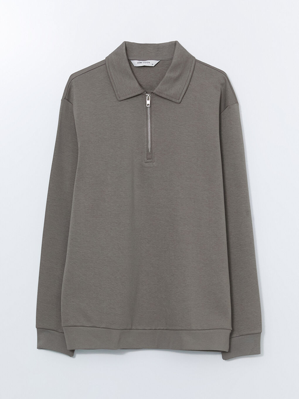 Yeşil Polo Yaka Uzun Kollu Erkek Sweatshirt-4