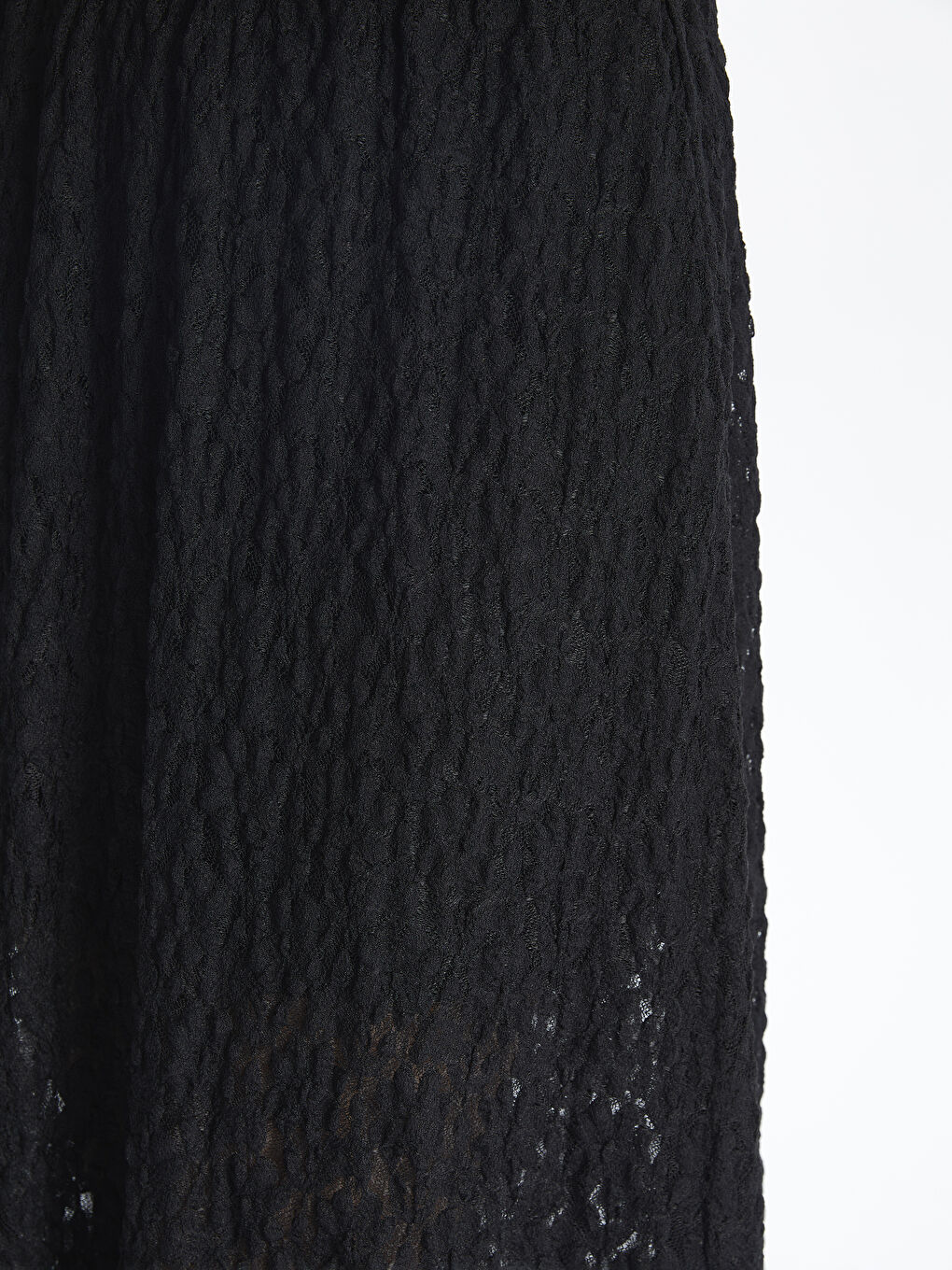 Siyah Beli Lastikli Dantelli Etek-2