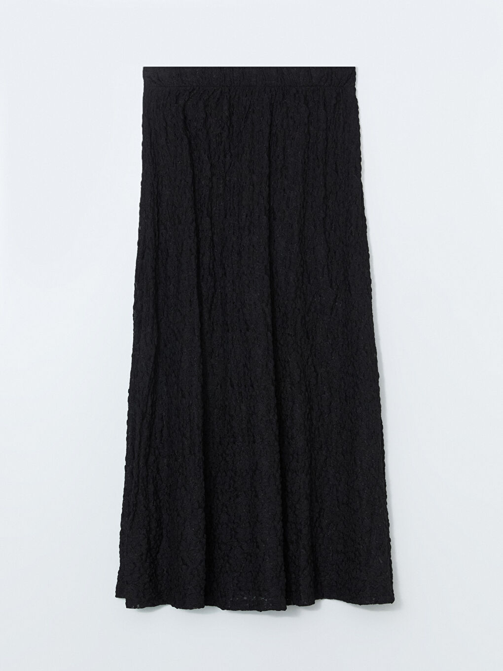 Siyah Beli Lastikli Dantelli Etek-4