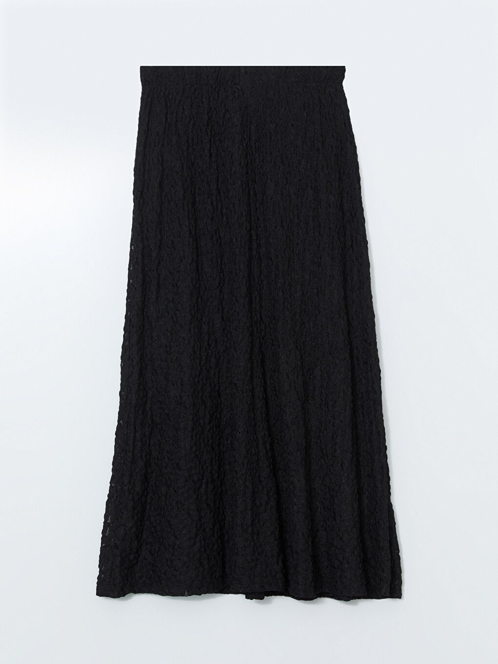 Siyah Beli Lastikli Dantelli Etek-5