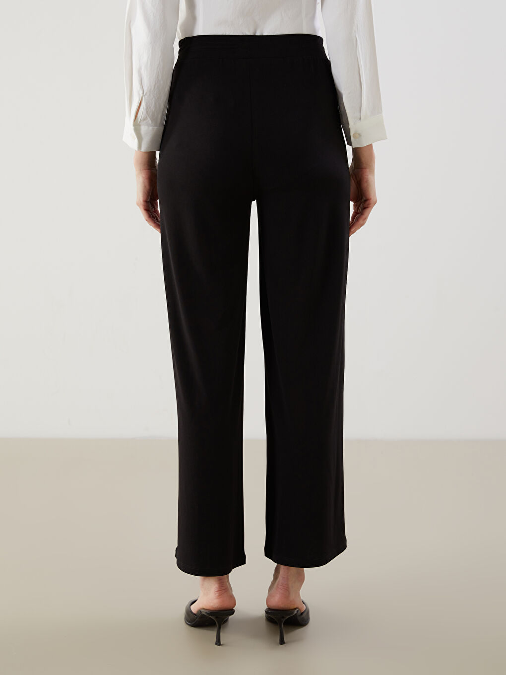 Wide Leg Women Trousers With Elastic Waist -S5LY25Z8-CVL
