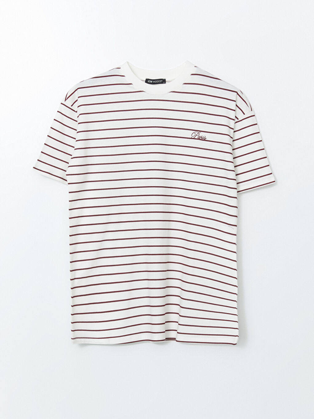 Bordo Bisiklet Yaka Çizgili Kadın Tunik-4