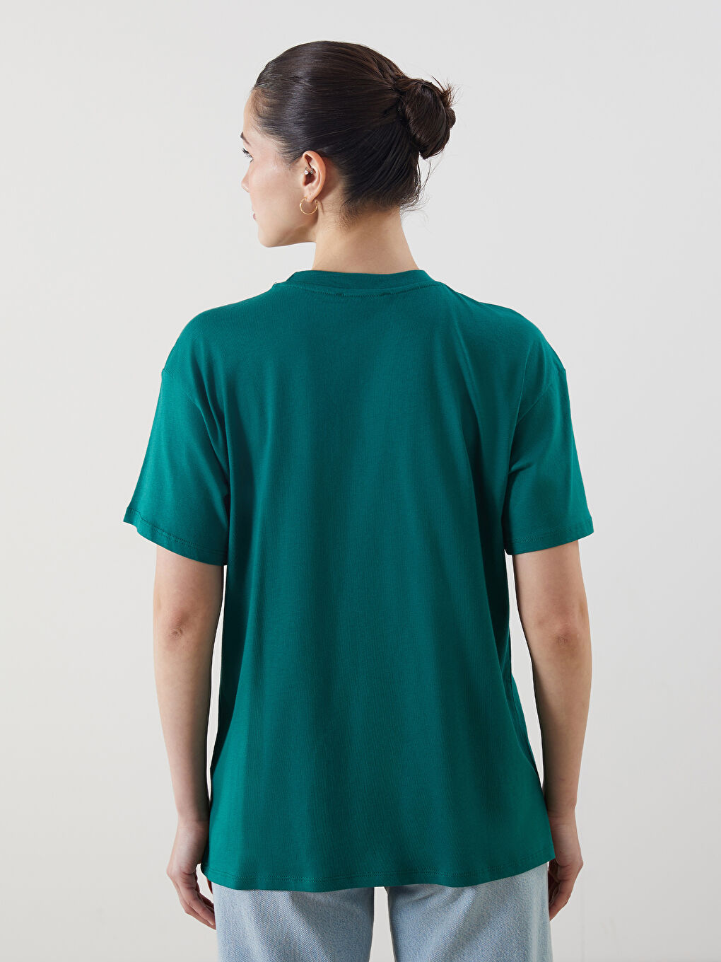 Yeşil Bisiklet Yaka Baskılı Kadın Tunik-3