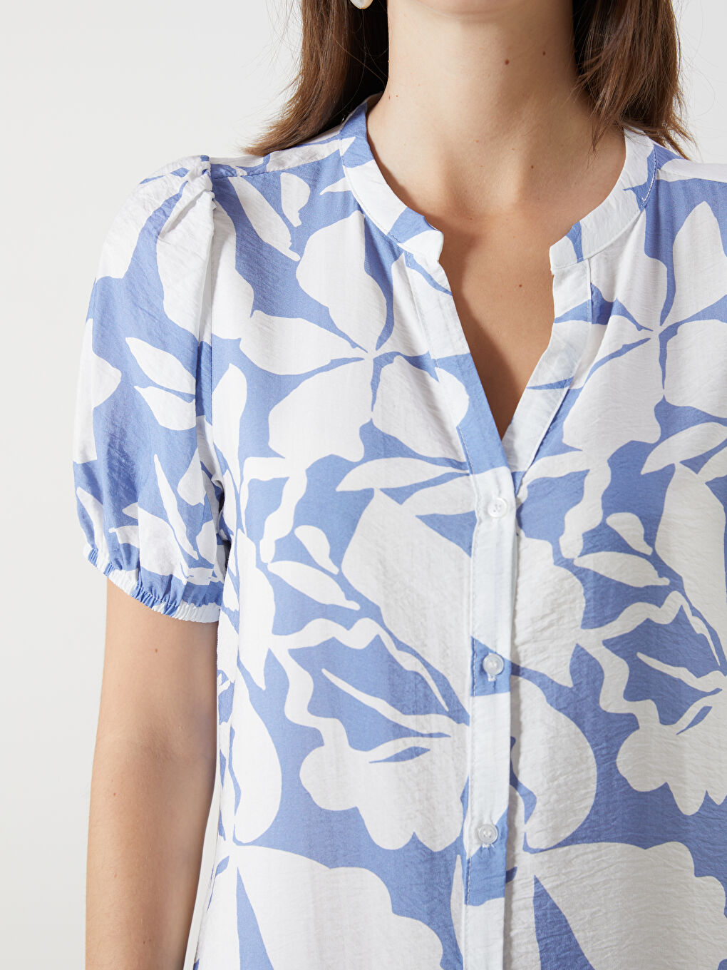 Notch Neck Patterned Women's Shirt Dress -S5LY37Z8-LRA