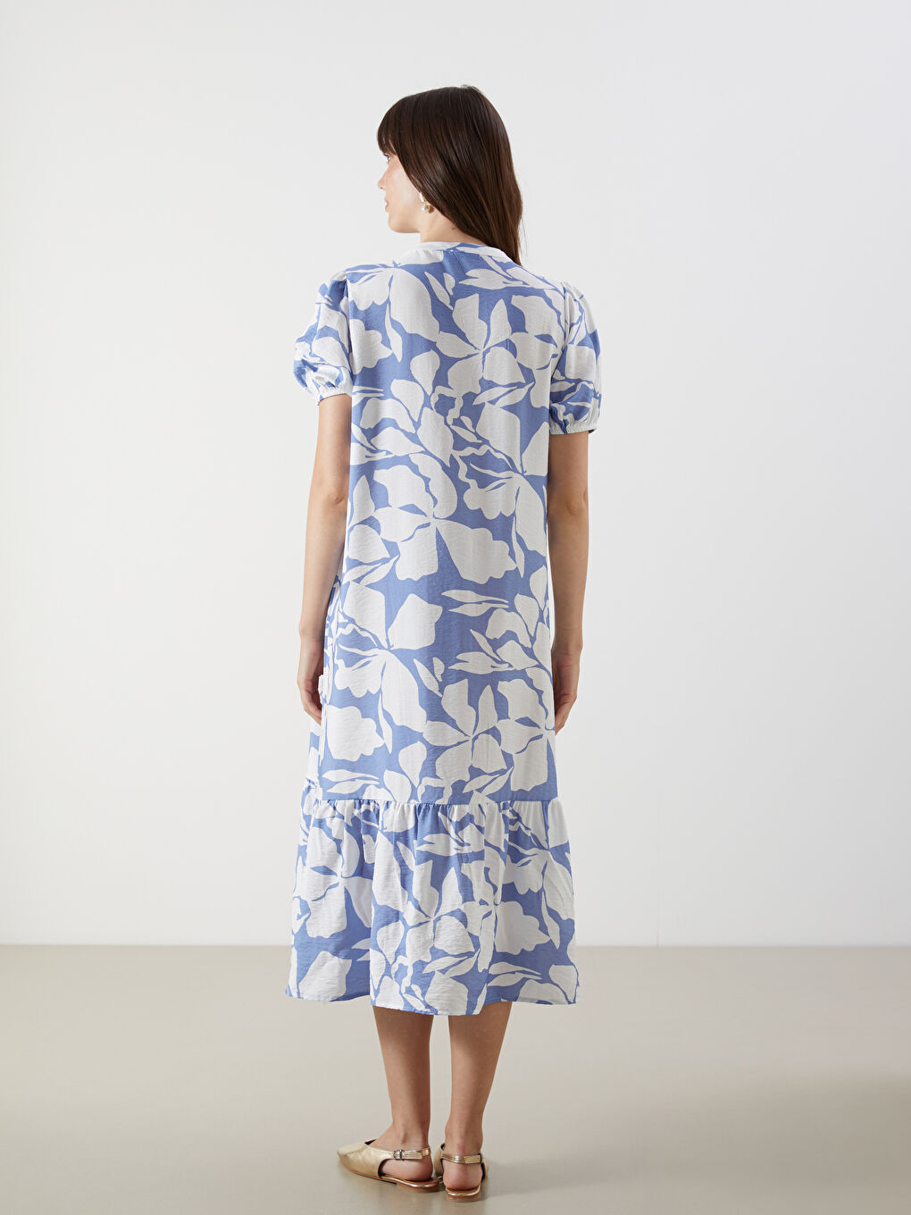 Notch Neck Patterned Women's Shirt Dress -S5LY37Z8-LRA